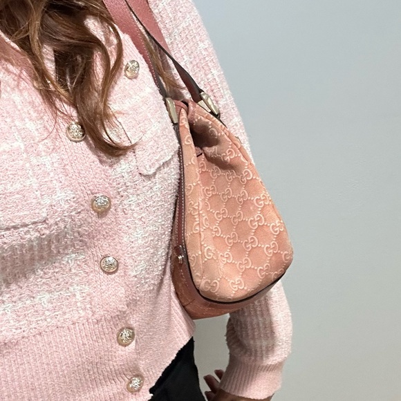 Authentic GUCCI Abbey Shoulder Tote Bag GG Suede Leather - Picture 3 of 17